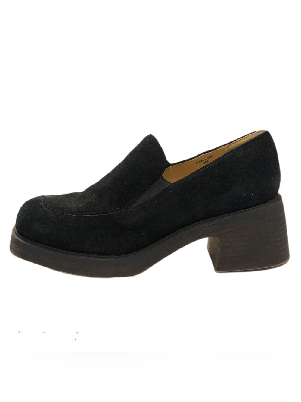 MIA Vtg Black Suede Chunky Platform Loafers Dark Academia Goth Whimsigoth